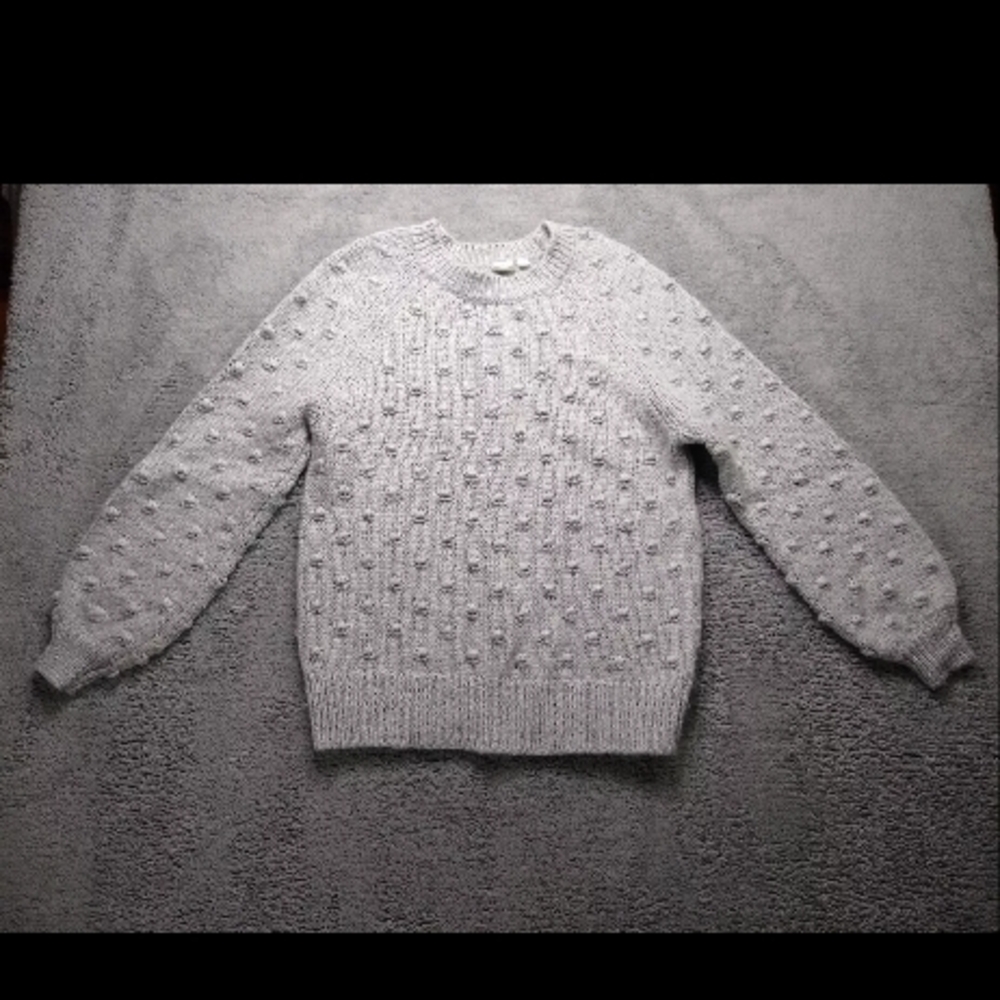 GAP Wool Blend Pullover Sweater Grey Bobble Knit Small Women's